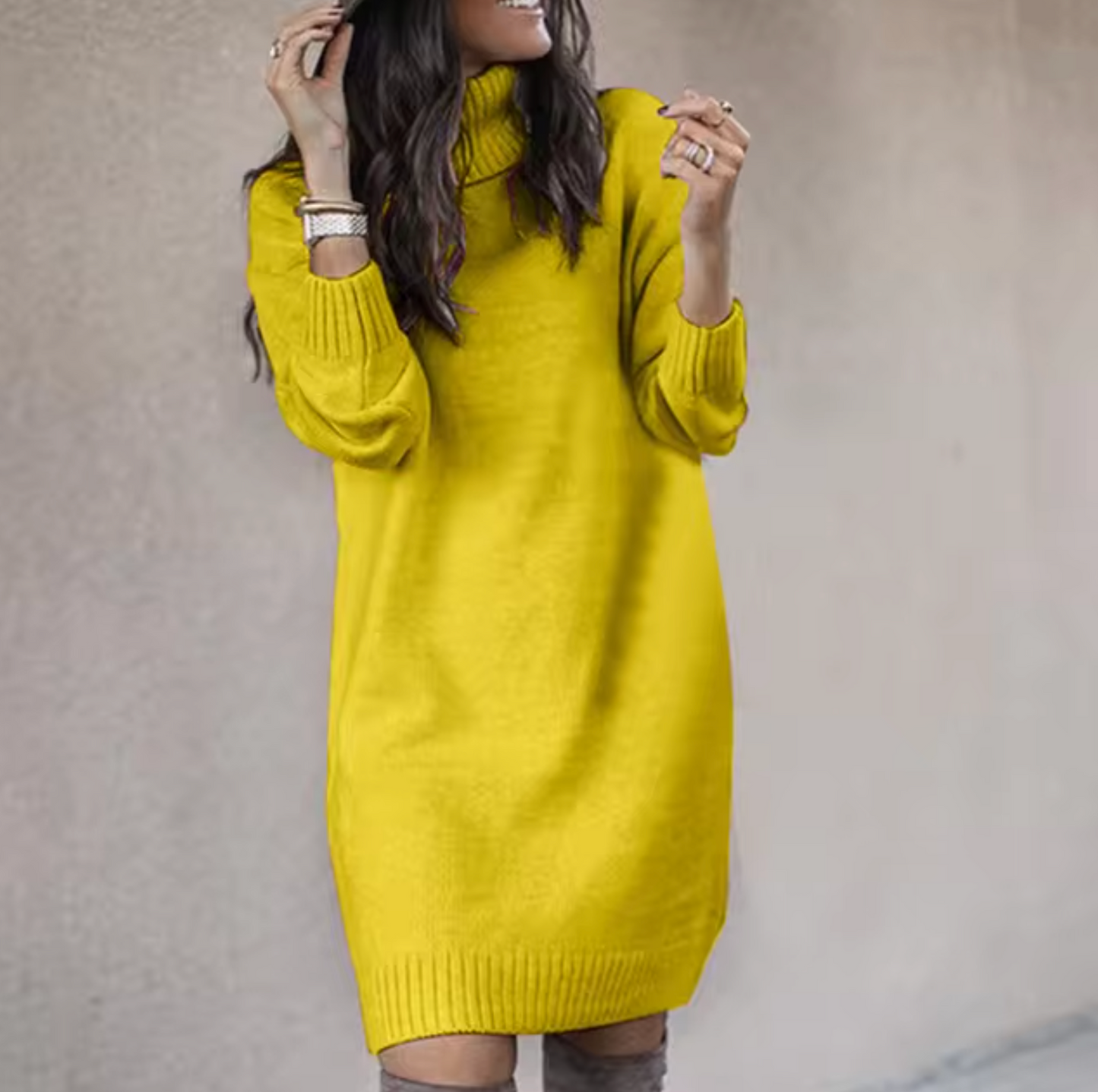 Robe Col Montant Femme Automne Chic et Douce