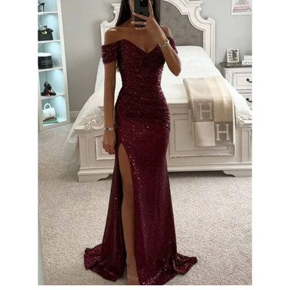 Robe de soirée chic avec fente et décolleté plongeant - PanierRoyale