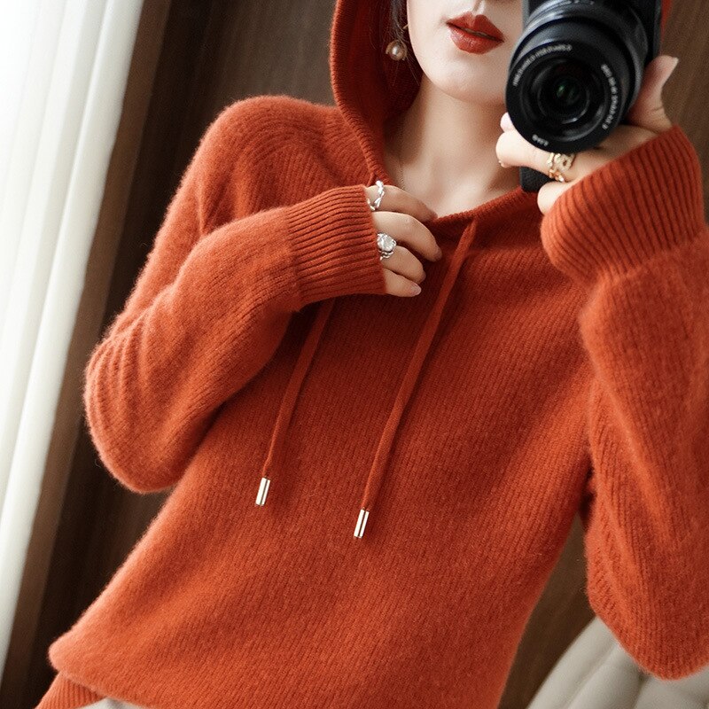 Sweat À Capuche En Cachemire Pour Femme | Manches Longues