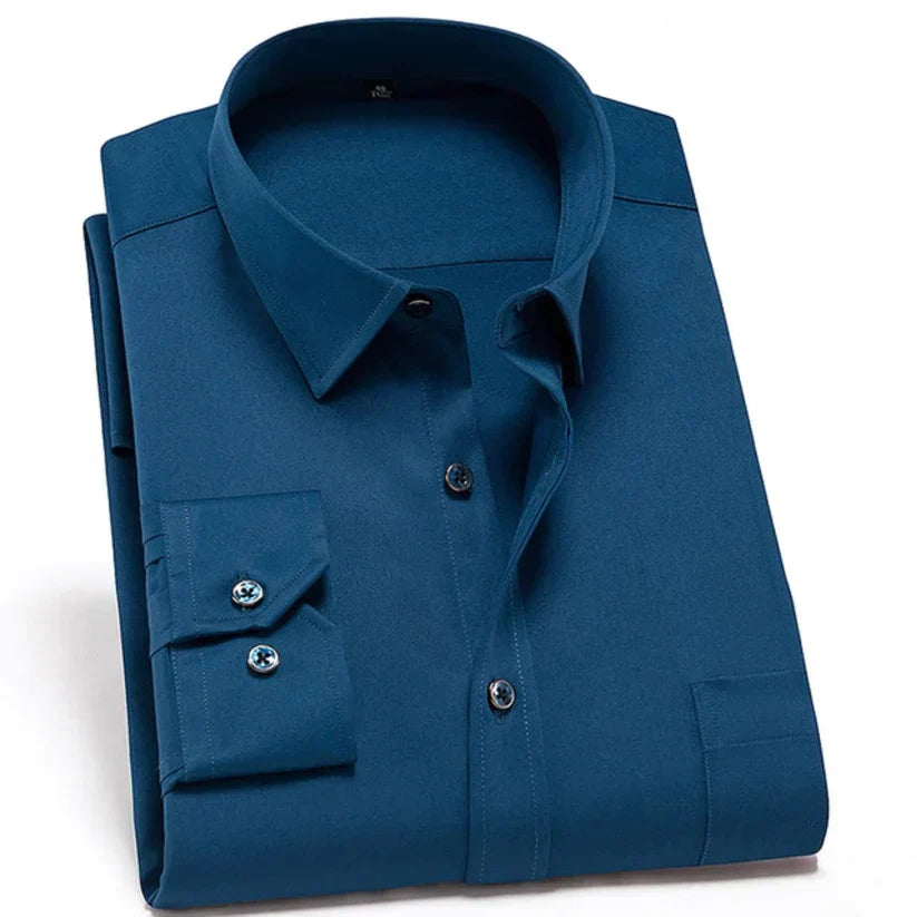 Chemise Homme Classique à Manches Longues Col Italien