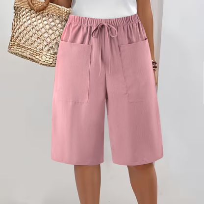 Short long femme Coton Poches Cordon Ajustable