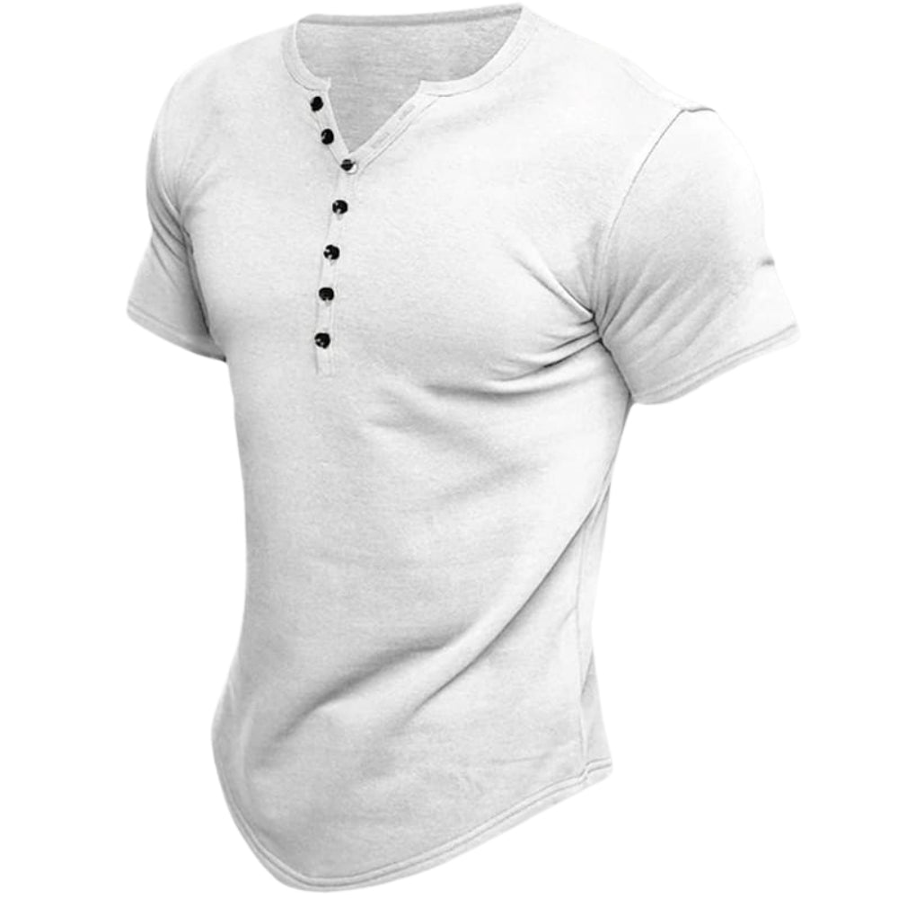 Chemise Homme Casual Col Rond en Coton