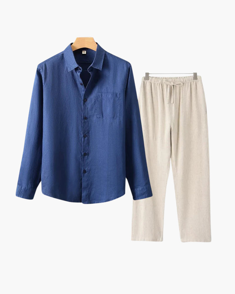 Costume Homme Lin En 2 Pièces Été Décontracté