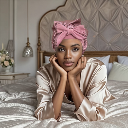 Bonnet de nuit en soie douce pour cheveux délicats