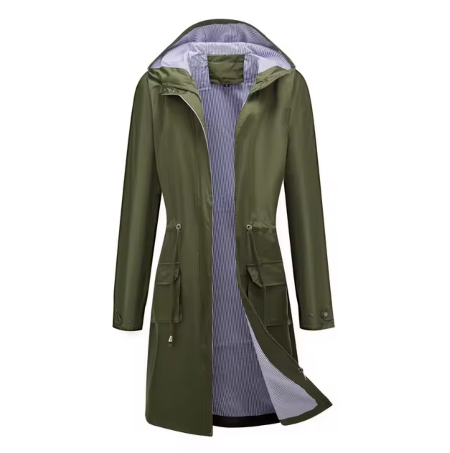 Manteau Femme Imperméable Long avec Capuche et Manches Réglables