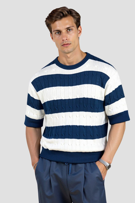 Pull marin Homme Manches Courtes Confortable et Élégant - BerlinGlamour