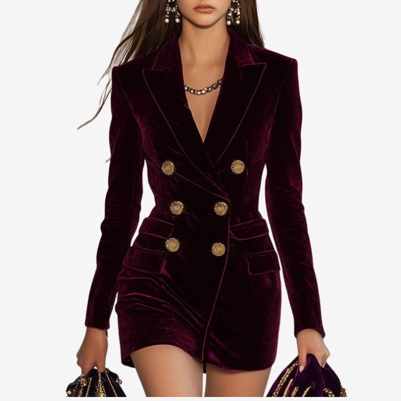 Blazer Femme Chic à Manches Longues et Taille Cintrée