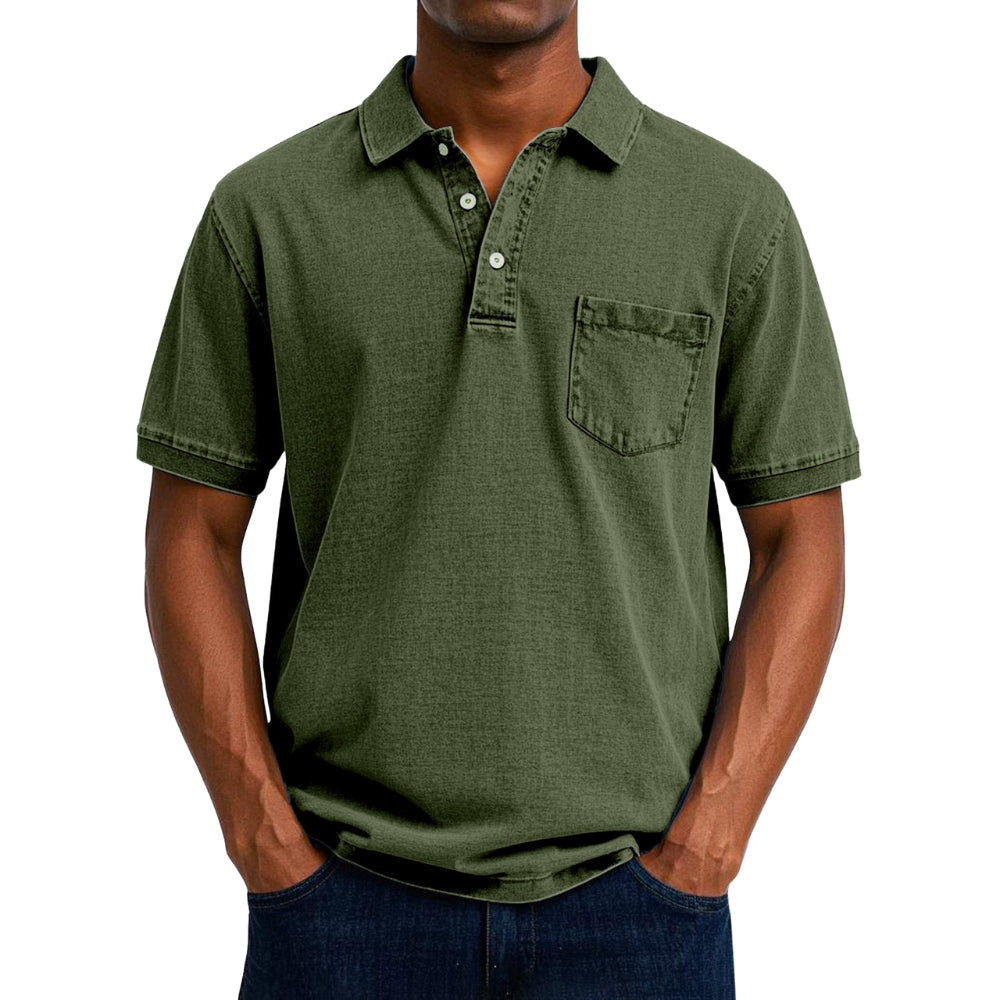 Chemise Homme Lin Coton avec Manches Courtes et Poche