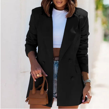 Blazer Femme Court à Manches Courtes avec Poches