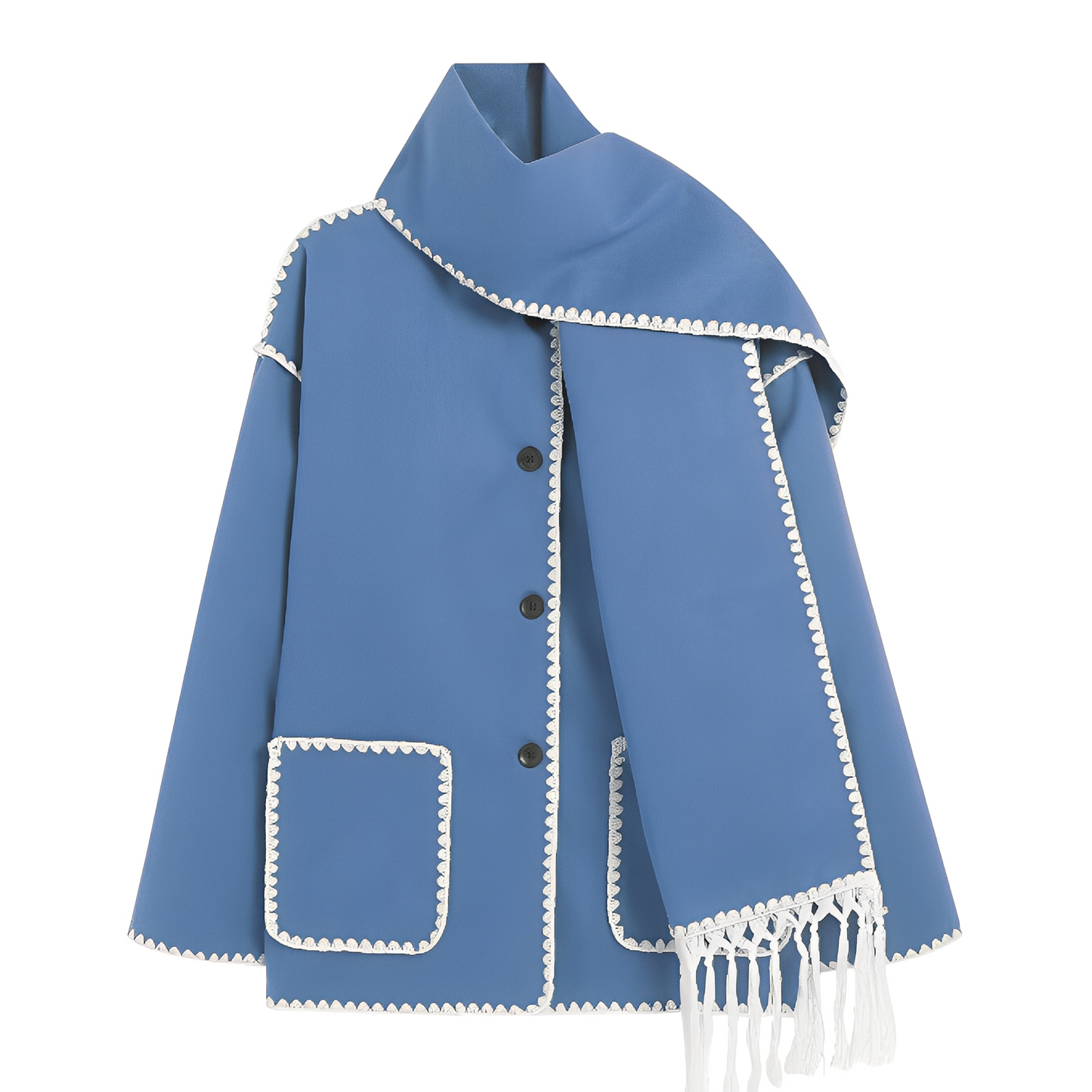 Manteau Femme Hiver Laine Douce avec Écharpe Incluse