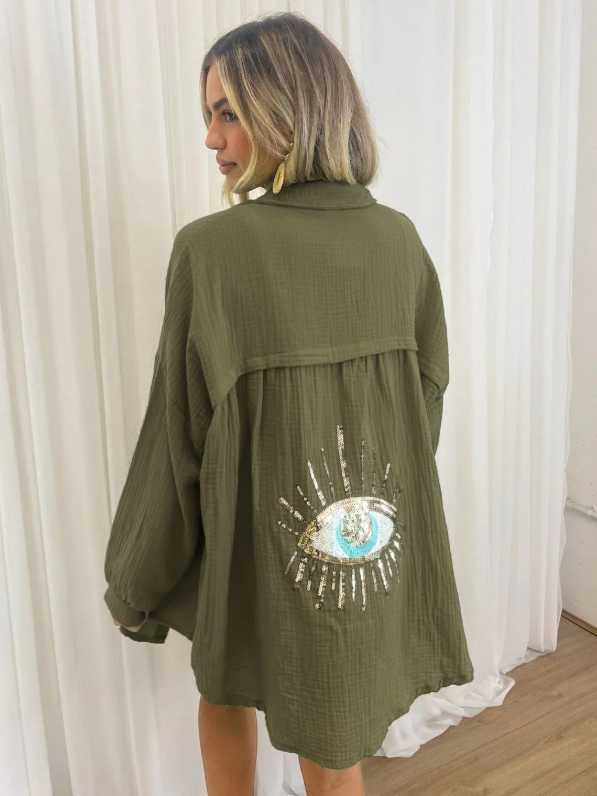 Kimono Femme Léger Décontracté avec Fleurs Brodées pour Été