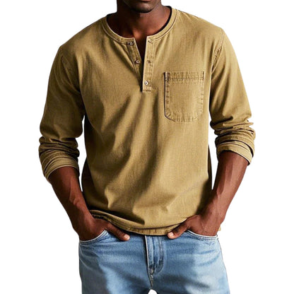 Chemise Classique en Coton Col Rond Manches Longues