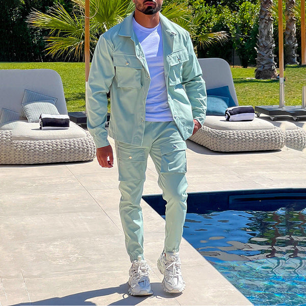 Costume Décontracté Homme Chemise et Pantalon Chino