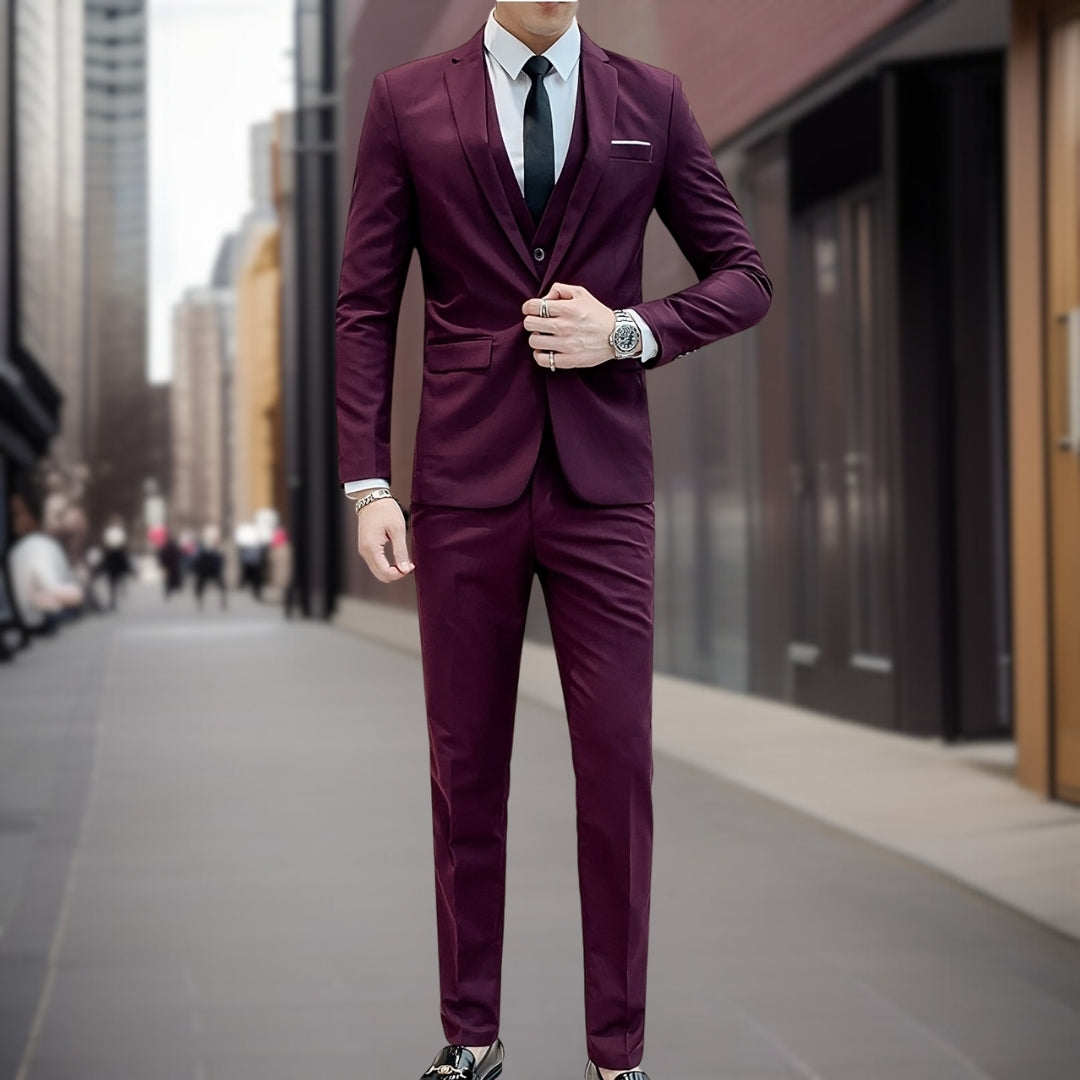 Costume Mariage Homme Classique Trois Pièces avec Boutons de Manchette