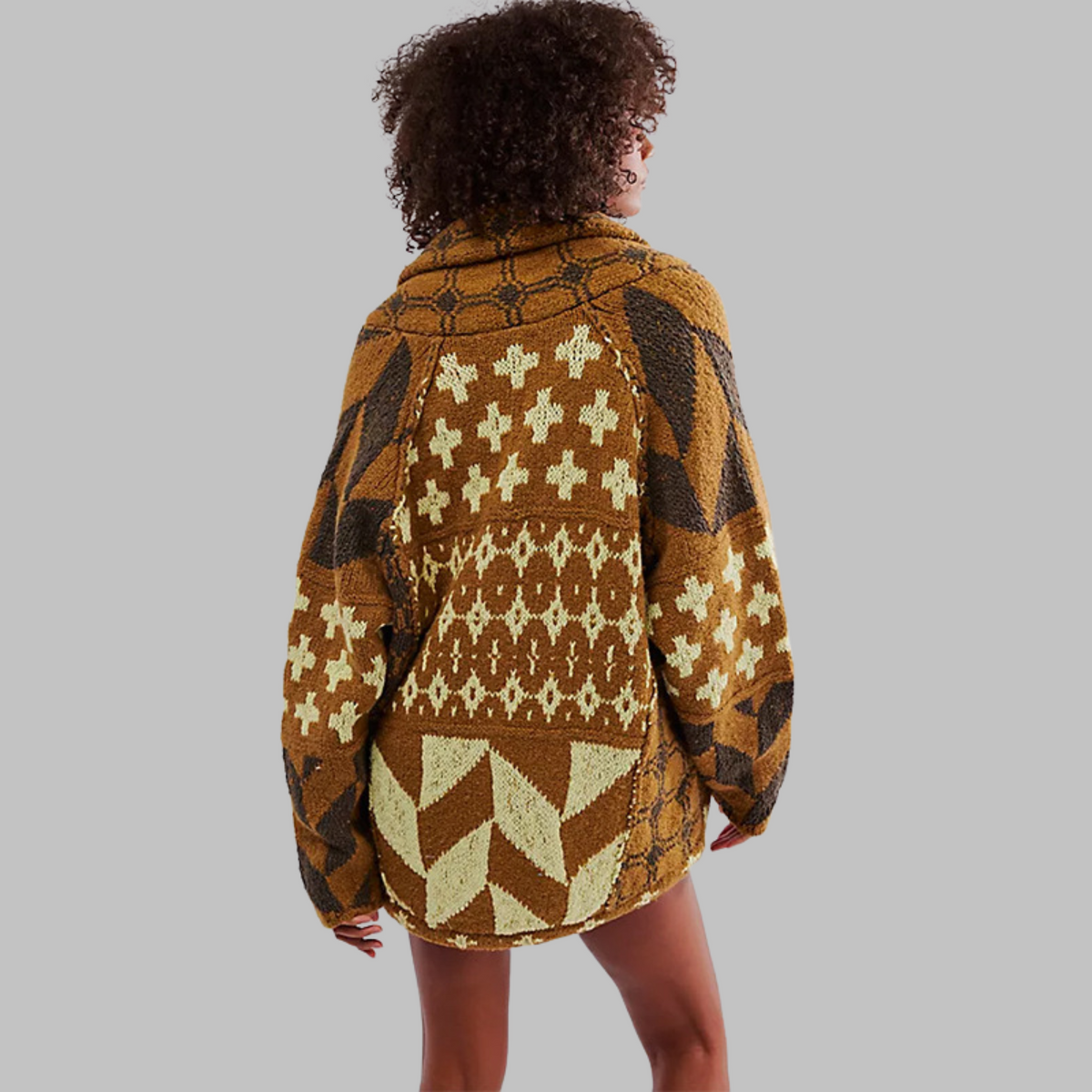 Cardigan Maille Douce Col Boutonné Coupe Oversize Vintage