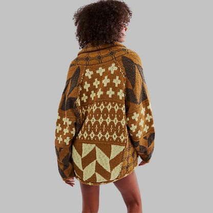 Cardigan Maille Douce Col Boutonné Coupe Oversize Vintage