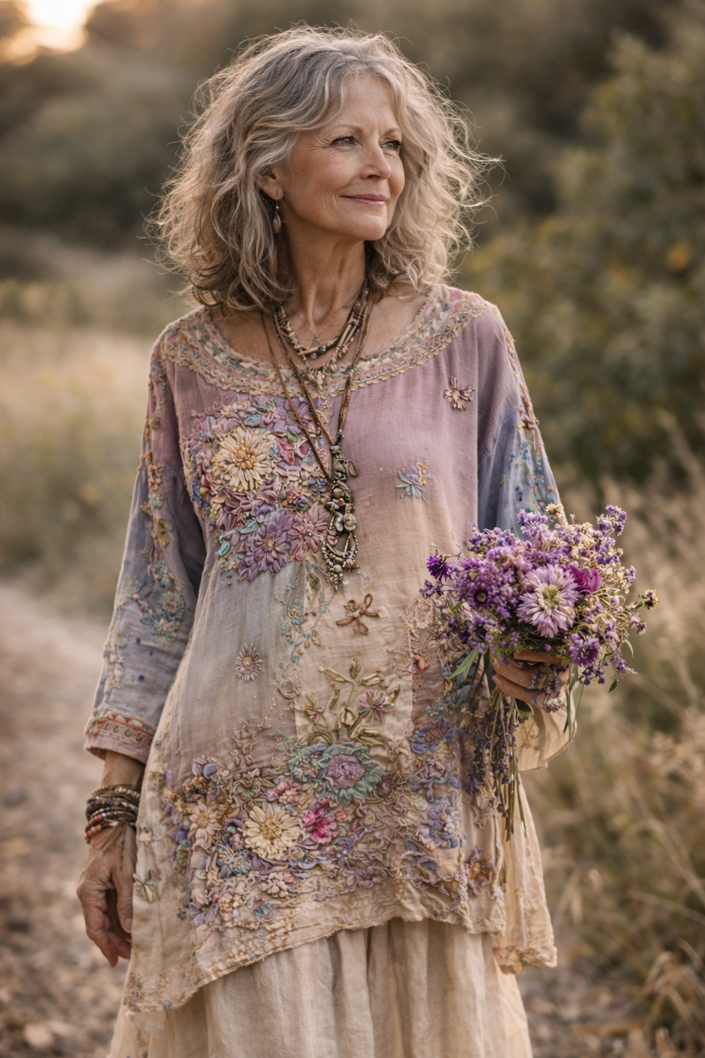 Robe Femme Patchwork Coton Coupe Ample Style Artistique
