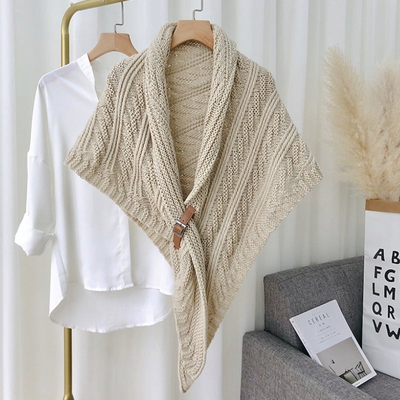 Écharpe Femme Tricotée Brun Cachemire Hiver