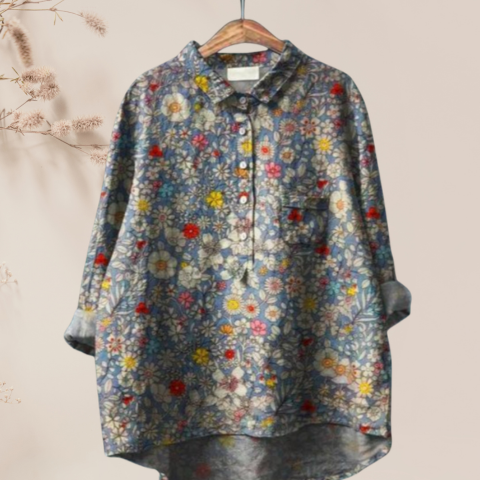 Chemisier femme en soie imprimé floral chic