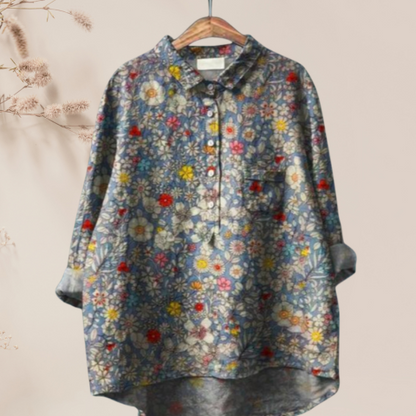 Chemisier femme en soie imprimé floral chic