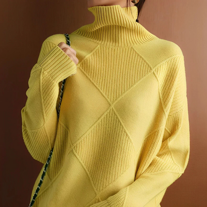 Pull Femme Long à Col Roulé Doux et Élégant