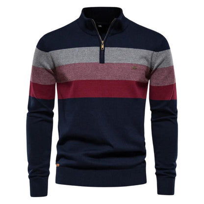 Pull à Manches Longues Col Montant Rayé pour Hiver - PanierRoyale