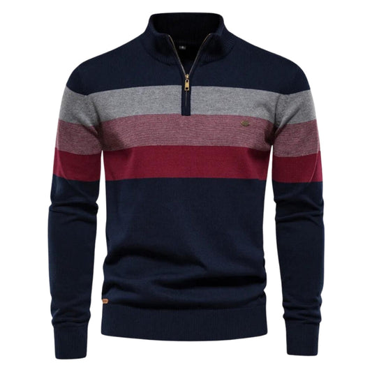 Pull à Manches Longues Col Montant Rayé pour Hiver - PanierRoyale