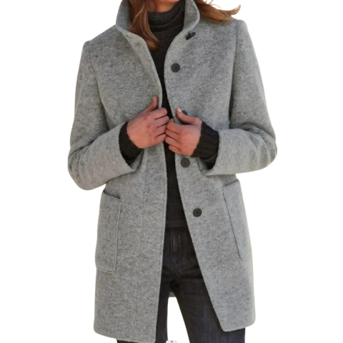 Manteau femme hivernal épais et chaud à fermeture boutons