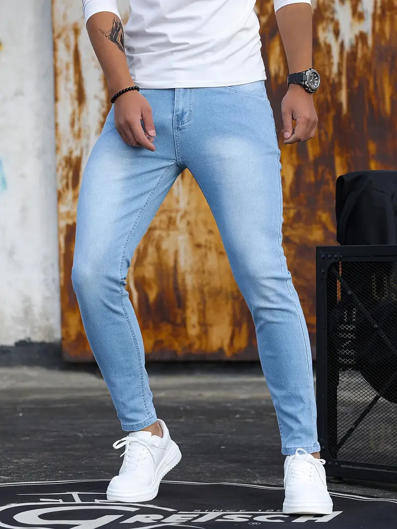 Jeans Slim Homme Élastique Denim Foncé