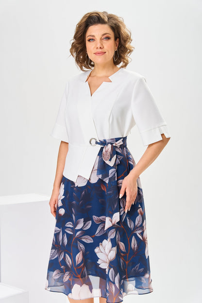 Robe midi Femme Coton Soie Fluide Manches Courtes