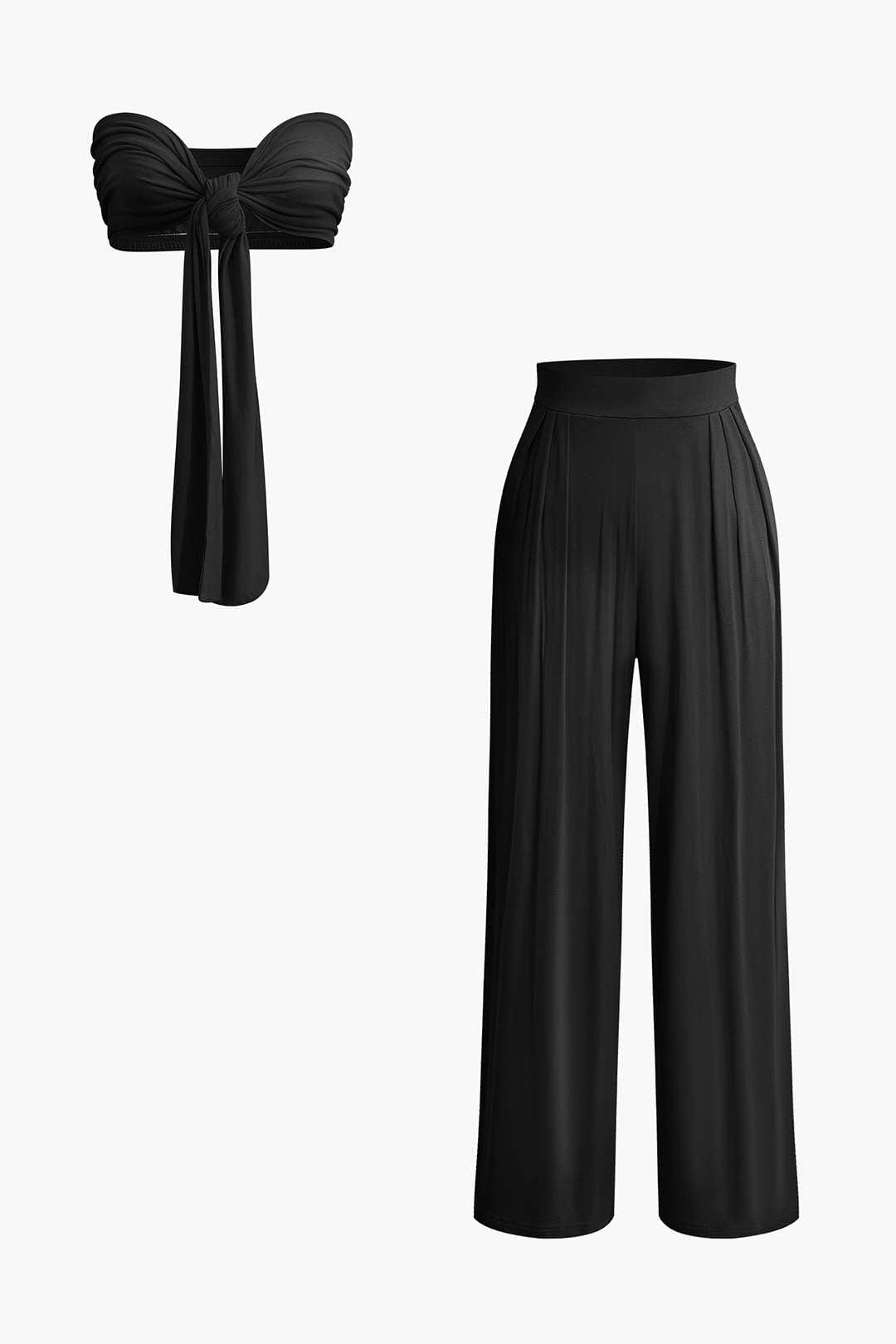 Ensemble Deux Pièces Élégant avec Bandeau et Pantalon Large