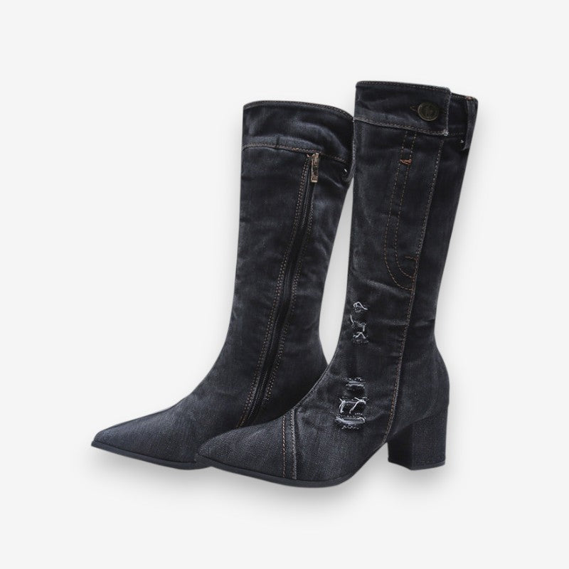 Bottes Hautières Femme Élégantes à Talon - PanierRoyale