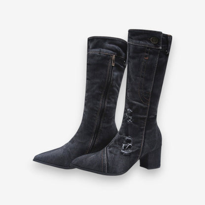Bottes Hautières Femme Élégantes à Talon - PanierRoyale