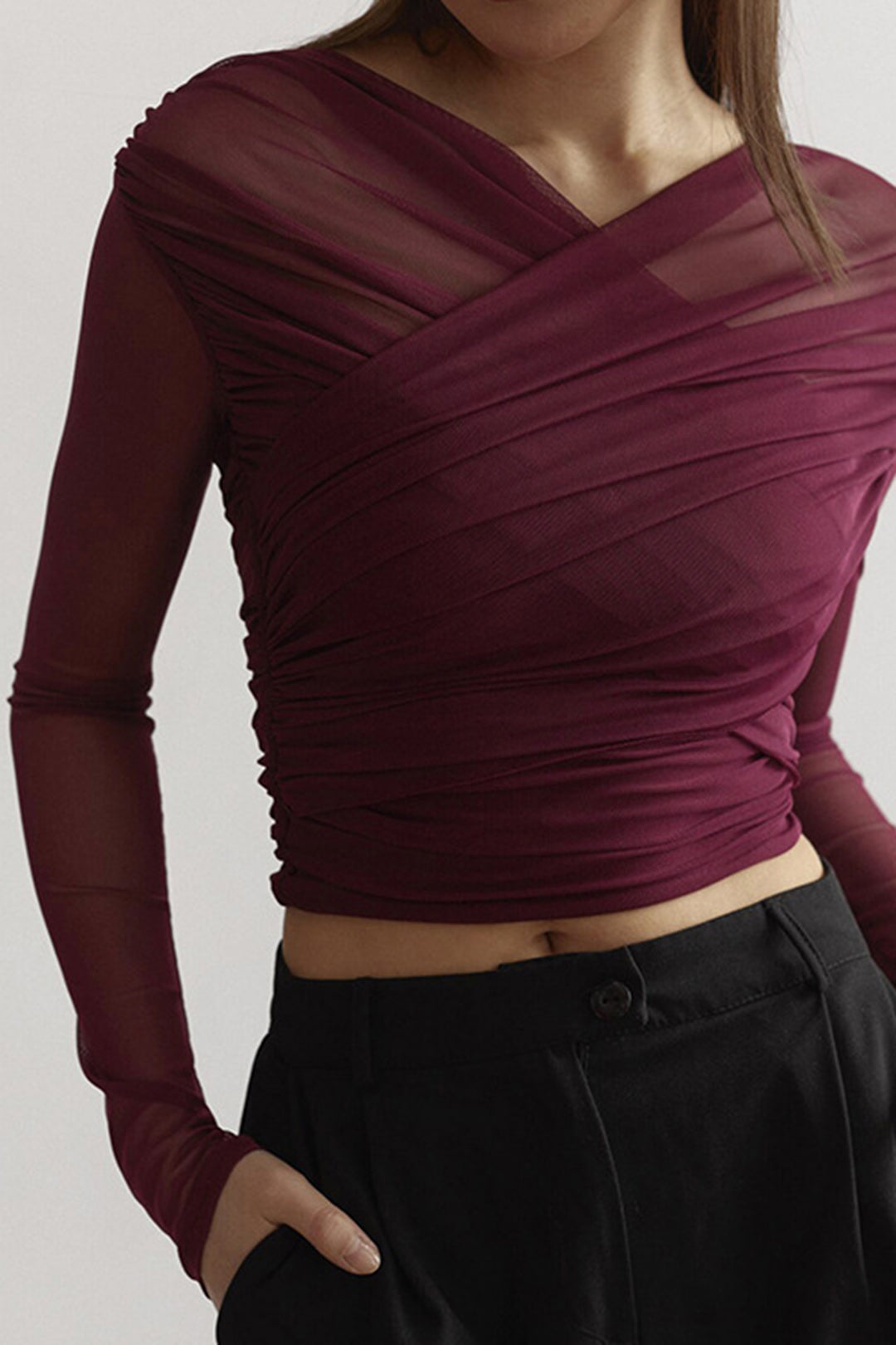 Top femme en maille décolleté avec manches longues - BerlinGlamour