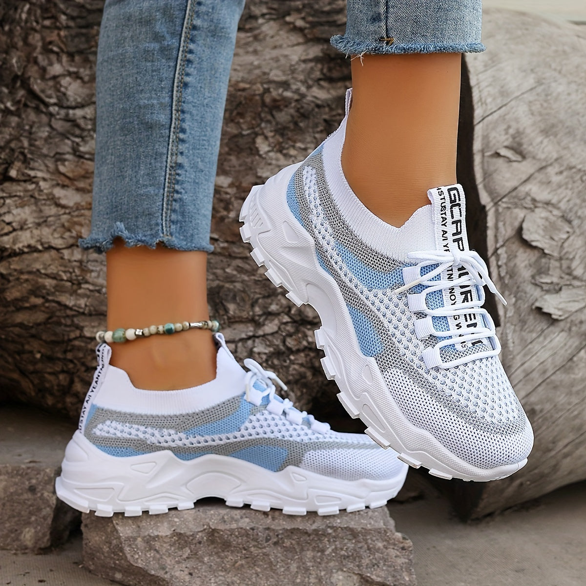 Baskets Femme Blanches et Grises Confort