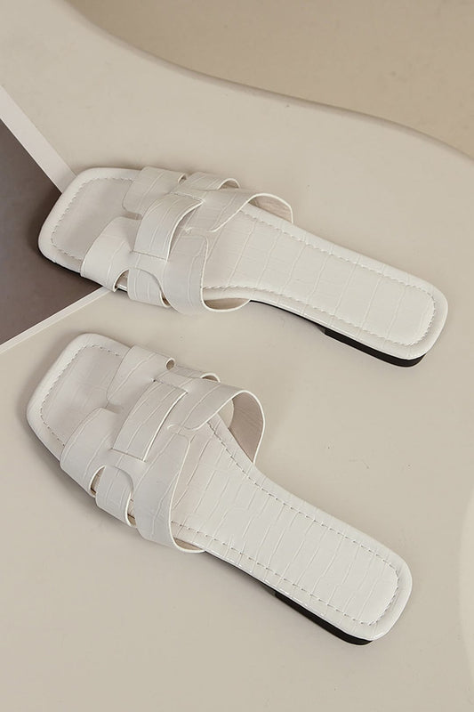 Sandales Slides Blanc Croco Élégantes - BerlinGlamour