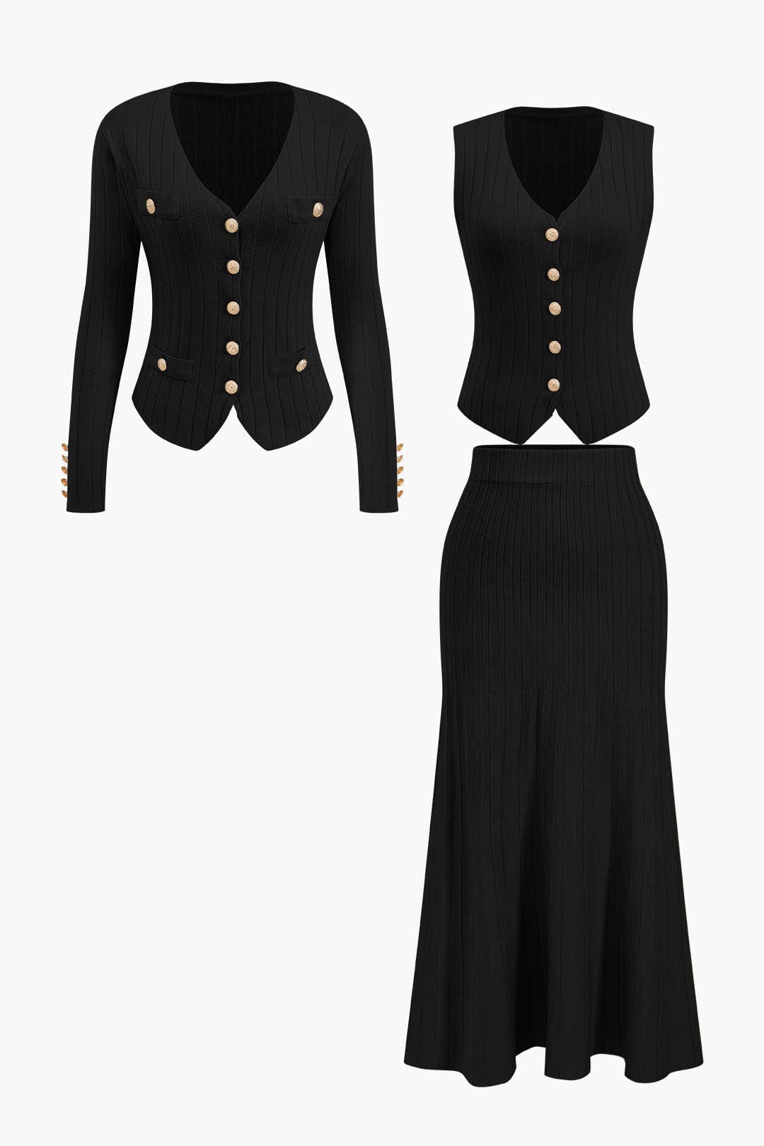 Costume Femme Ensemble Tailleur, Veste et Jupe Mi-Longue