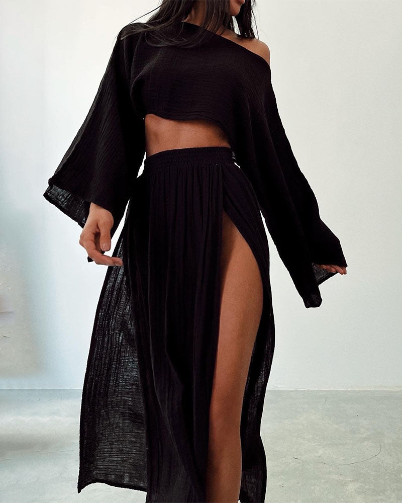 Robe Deux Pièces Été Manches Longues pour Femme → Robe Été Femme Deux Pièces avec Manches Longues