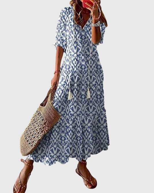 Robe Bohème Femme Décolleté en V Élégante - BerlinGlamour