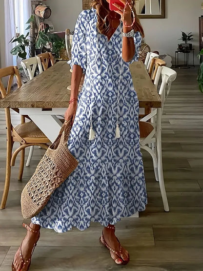 Robe Été Chiffon Léger avec Volants et Col en V