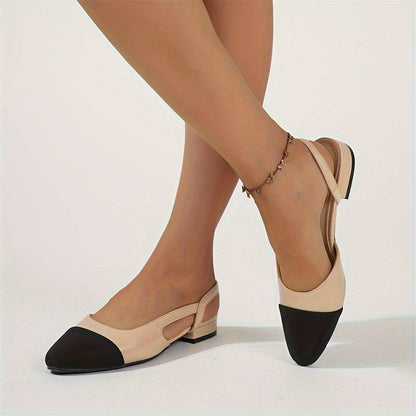 Escarpins Slingback Élégants Beige et Noir