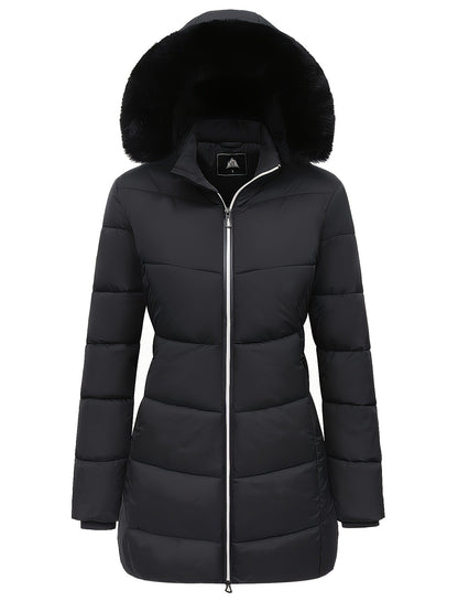 Manteau Femme Hiver Chaud avec Capuche et Poches Réversibles