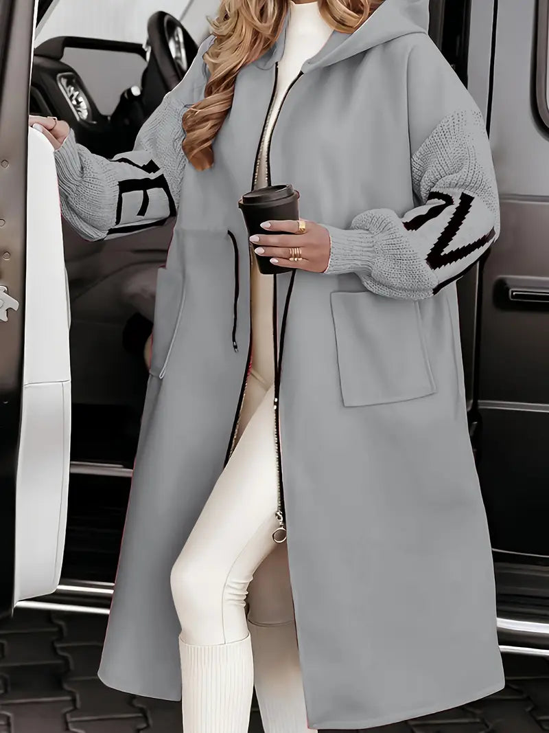 Manteau Femmes Long à Capuche Doux et Confortable