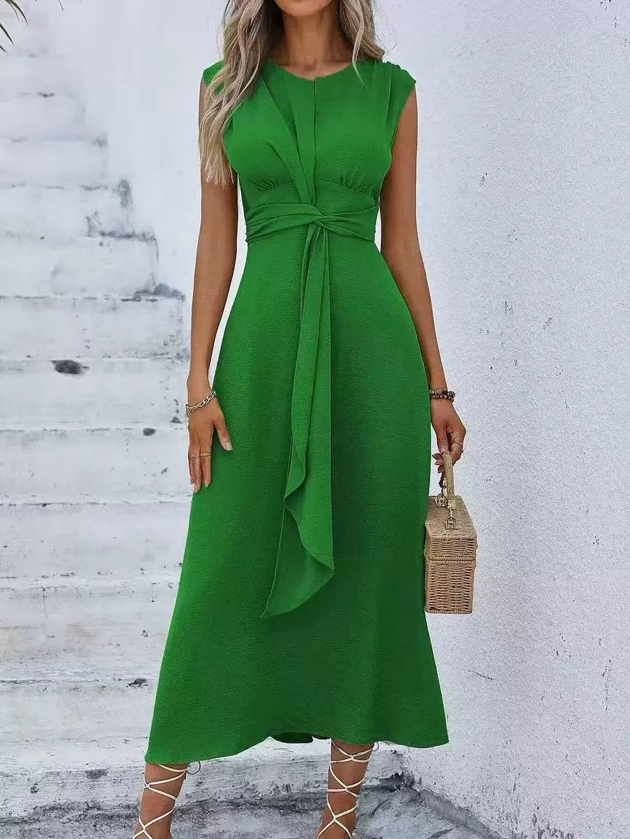 Robe longue Femme Sans Manches Taille Drapée