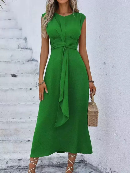 Robe longue Femme Sans Manches Taille Drapée