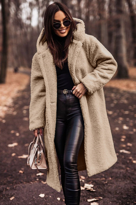 Manteau femme hiver cuir synthétique brun avec capuche - PanierRoyale