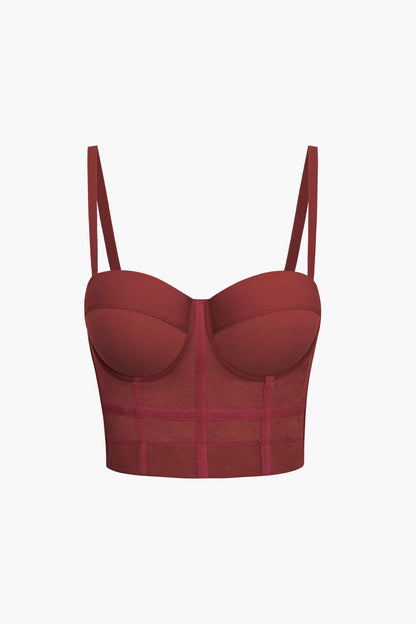 Bustier Top Push-Up avec Coupes Balconnets et Dentelle