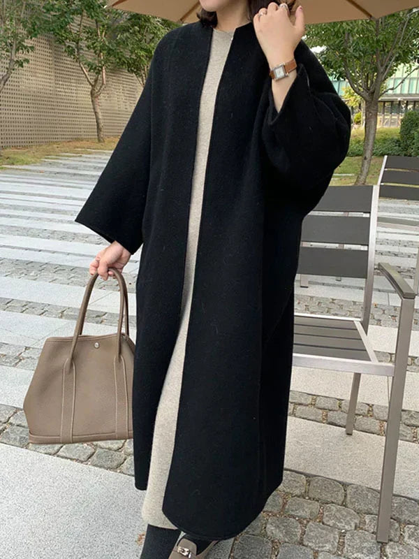 Manteau Femme Hiver Doux et Élégant sans Boutons