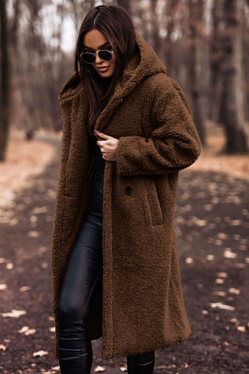 Manteau Féminin Fausse Fourrure Oversize Beige