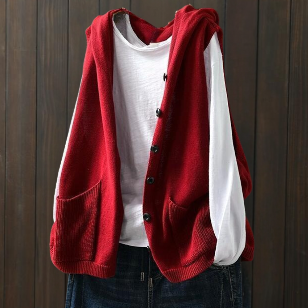 Gilet à Capuche Tricotée Femme Confortable et Polyvalent